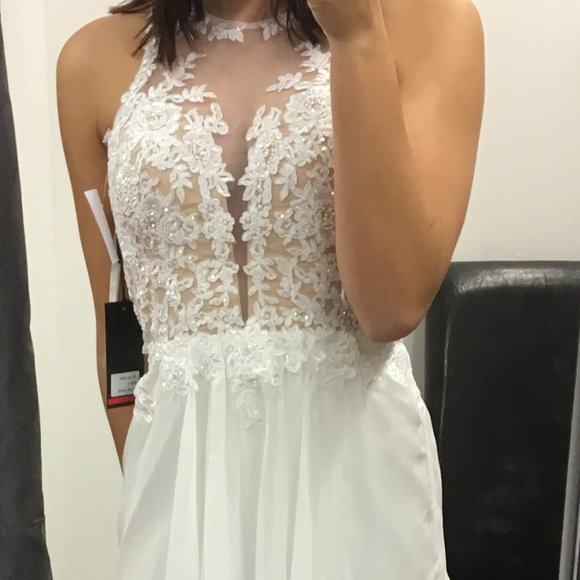 La Femme White Full Length Gown from Edith's Haute Couture - Picture 1 of 12